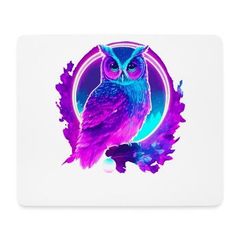 Eule Neon Moon Synthwave - Mousepad (Querformat) - Weiß - Vorne