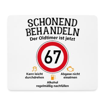 67. Geburtstag Schonend Behandeln Oldtimer Ist 67 - Mousepad (Querformat) - Weiß - Vorne