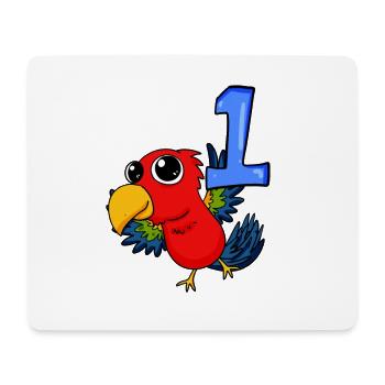 1 Jahr alt - Einschulung - Papagei Motiv - Mousepad (Querformat) - Weiß - Vorne