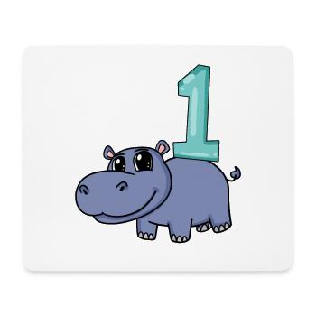 1 year old - school enrollment - hippopotamus motif - Mouse Pad (horizontal) - white - Front