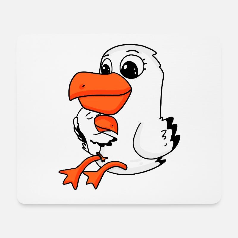 Möwe Familie - Möwe mit Baby - Mousepad (Querformat) - Weiß