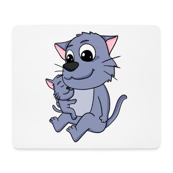 Katze Familie - Katze mit Baby - Mousepad (Querformat) - Weiß - Vorne
