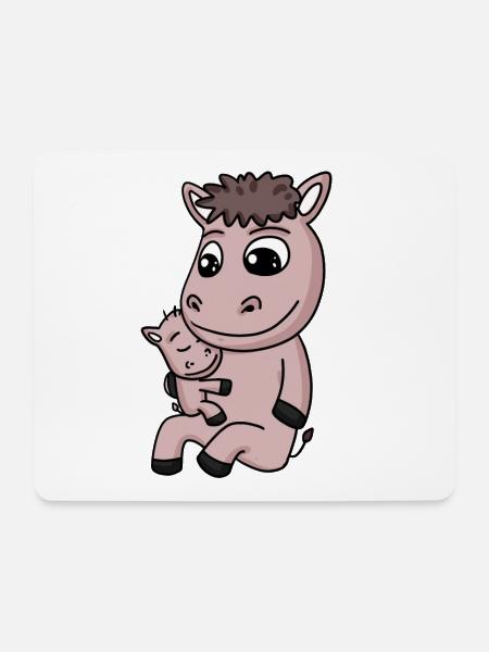 Pferd Familie - Pferd mit Baby - Mousepad (Querformat) - Weiß