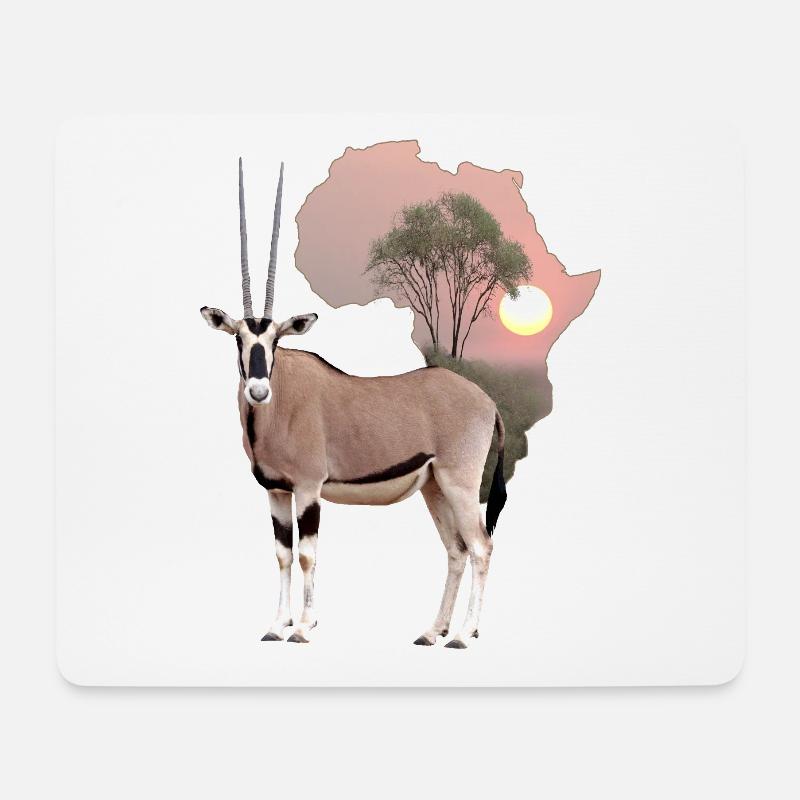 Oryx in Afrika - Antilope - Gazelle - Wildtier - Mousepad (Querformat) - Weiß
