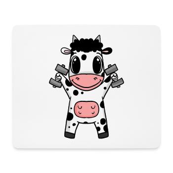 kuh Hantel Training Krafttraining Fitness - Mousepad (Querformat) - Weiß - Vorne