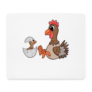 Huhn Familie - Huhn mit Baby - Mousepad (Querformat) - Weiß - Vorne