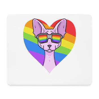 Regenbogen - Katze Sphynx-Katze mit Brille - Mousepad (Querformat) - Weiß - Vorne
