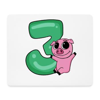 3 birthday 3 years old with animal motif - three - Mouse Pad (horizontal) - white - Front