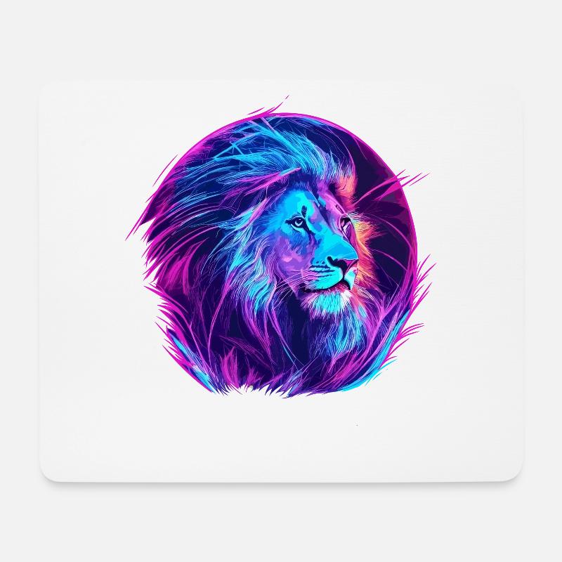 Löwe Vaporwave EDM - Mousepad (Querformat) - Weiß