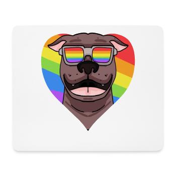 Regenbogen - Hund Pit Bull mit Brille - Mousepad (Querformat) - Weiß - Vorne