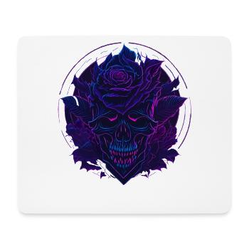 Neon Rosen Schädel EDM - Mousepad (Querformat) - Weiß - Vorne