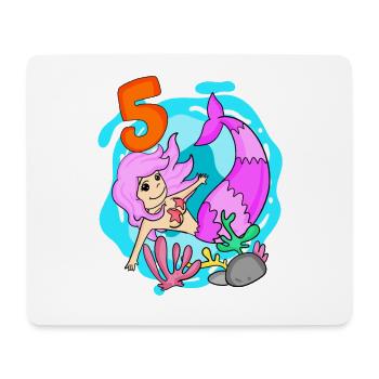 Fille 5 ans 5ème sirène anniversaire - Tapis de souris (format paysage) - blanc - Devant
