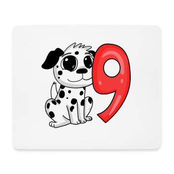 9 Birthday 9 years old with dog motif - nine - Mouse Pad (horizontal) - white - Front