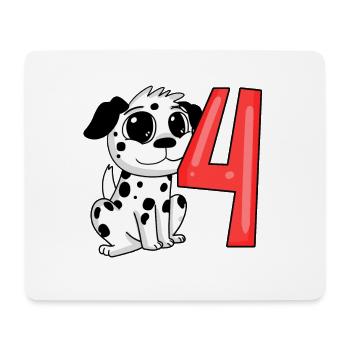 4 Geburtstag 4 Jahre alt mit Hund Motiv - vier - Mousepad (Querformat) - Weiß - Vorne