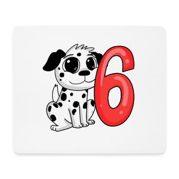 6 Birthday 6 years old with dog motif - six - Mouse Pad (horizontal) - white - Front
