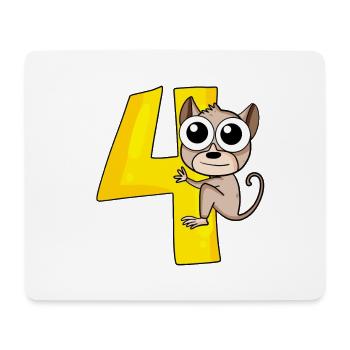 4 Geburtstag 4 Jahre alt mit Tier Motiv - vier - Mousepad (Querformat) - Weiß - Vorne