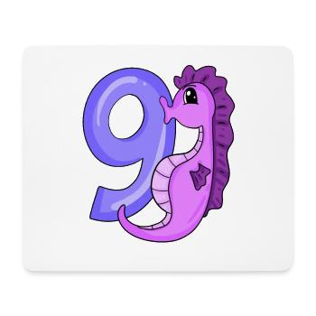 9e anniversaire Motif Seahorse - Neuf ans - Tapis de souris (format paysage) - blanc - Devant