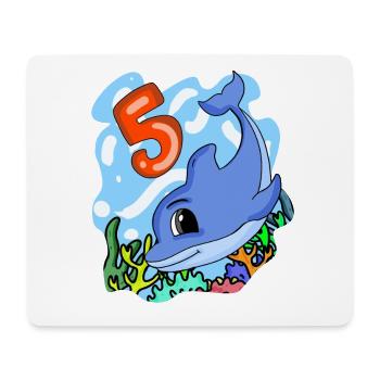 5th birthday motif dolphin - five years old - Mouse Pad (horizontal) - white - Front