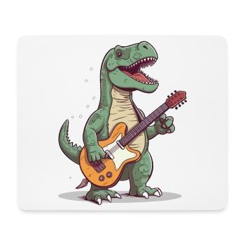 Dinosaure avec guitare pour musiciens - Tapis de souris (format paysage) - blanc - Devant