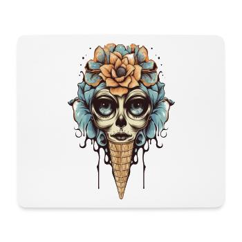Blumen-Totenkopf Eistüte Design - Mouse Pad (horizontal) - white - Front