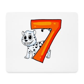 7e anniversaire Motif Léopard des neiges - Sept ans - Tapis de souris (format paysage) - blanc - Devant