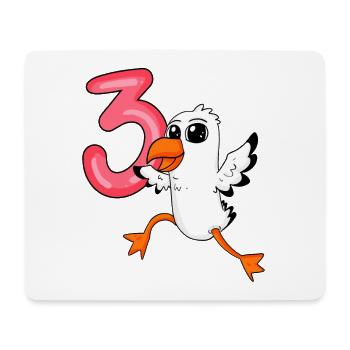 3. Geburtstag Motiv Möwe - drei Jahre - Mousepad (Querformat) - Weiß - Vorne