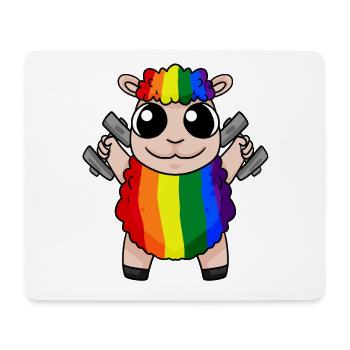 Regenbogen Schaf mit Hanteln - LGBT Schaf Niedlich - Mousepad (Querformat) - Weiß - Vorne