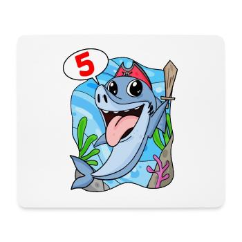 5th Birthday Motif Shark Pirate - Five Years - Mouse Pad (horizontal) - white - Front