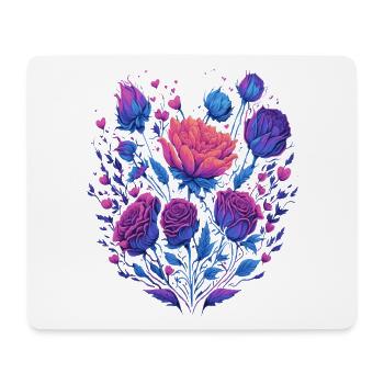 neon Rosenstrauß Vintage Rosen - Mousepad (Querformat) - Weiß - Vorne