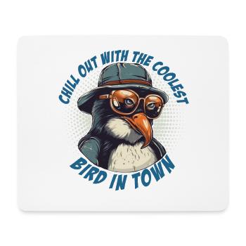 Chilliger Pinguin mit Sonnenbrille und Hut - Mousepad (Querformat) - Weiß - Vorne