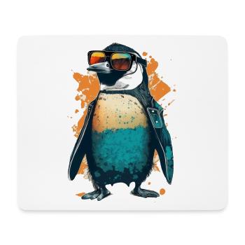 Cooler Pinguin mit Sonnenbrille und Jacke - Mousepad (Querformat) - Weiß - Vorne