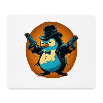 Pingouin avec pistolets et chapeau - Tapis de souris (format paysage) - blanc - Devant