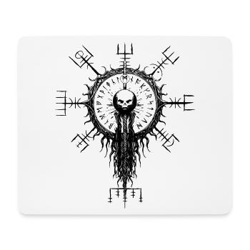 Vegvisir Totenkopf Wikinger Runen Kompass Okkult - Mousepad (Querformat) - Weiß - Vorne