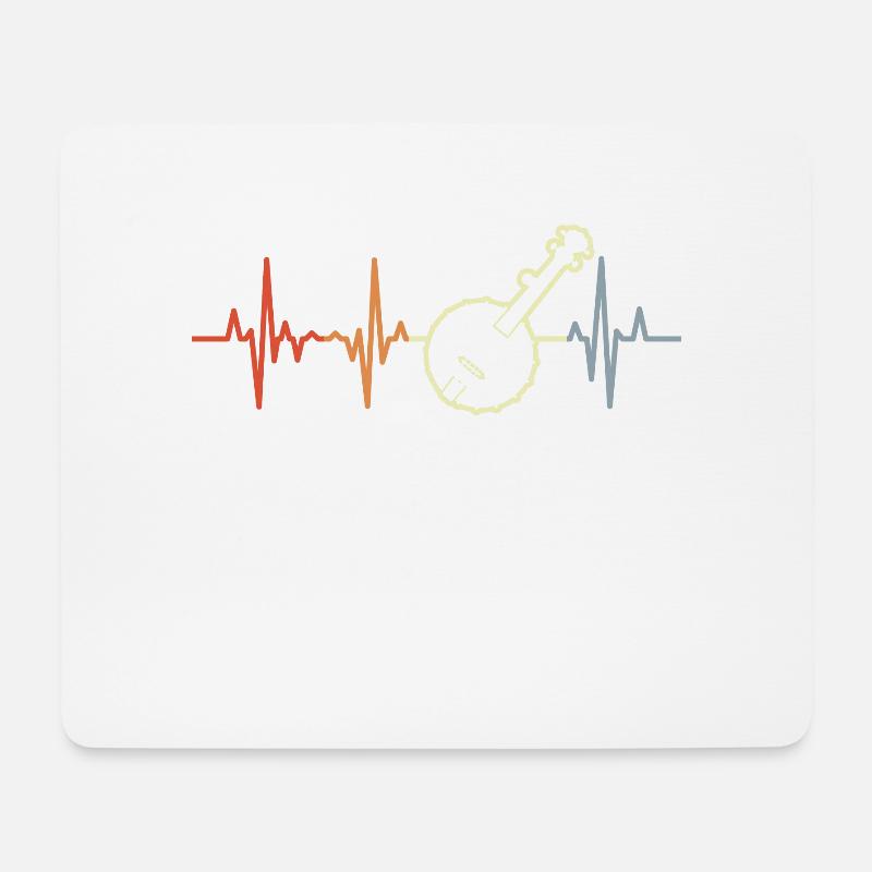Vintage Banjo Pulslinie - Mousepad (Querformat) - Weiß