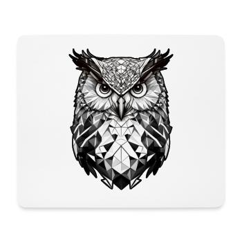 Tête de hibou géométrique noir et blanc - Tapis de souris (format paysage) - blanc - Devant