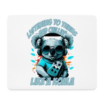 koalabär mit Schriftzug, Walkman und Sonnenbrille - Mousepad (Querformat) - Weiß - Vorne