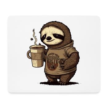 paresseux fatigué avec une énorme tasse à café - Tapis de souris (format paysage) - blanc - Devant