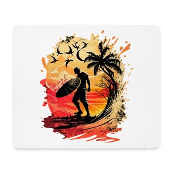 Surfeur occasionnel au clair de lune sous les palmiers - Tapis de souris (format paysage) - blanc - Devant
