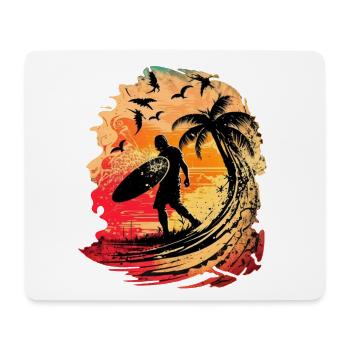 Surfeur occasionnel au lever du soleil sous les palmiers - Tapis de souris (format paysage) - blanc - Devant