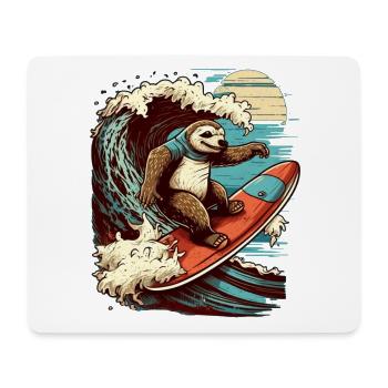 Cooles Faultier surft im Mondschein - Mousepad (Querformat) - Weiß - Vorne