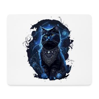 Black Cat in the Moonlight Magic Cat - Mouse Pad (horizontal) - white - Front