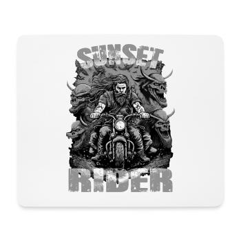 Sunset rider motorcyclist black and white - Mouse Pad (horizontal) - white - Front