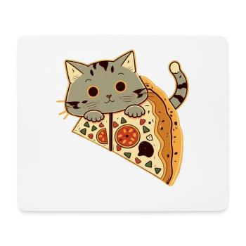 Pizza mit Katze - Mousepad (Querformat) - Weiß - Vorne