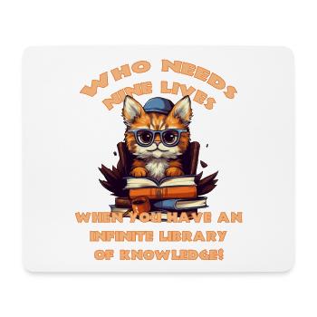 Katze mit vielen Büchern - Mousepad (Querformat) - Weiß - Vorne