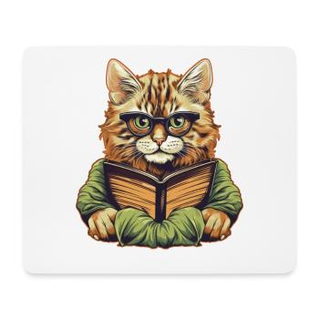 Cat with book - Mouse Pad (horizontal) - white - Front