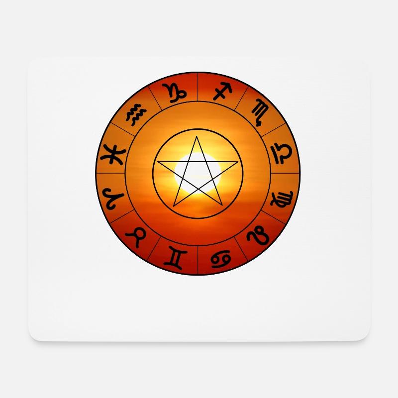 Sonne mit Sternzeichen - Sonnenuntergang - Mousepad (Querformat) - Weiß