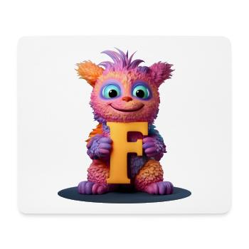 Mehrfarbiges Monster mit F - Mousepad (Querformat) - Weiß - Vorne