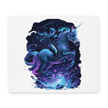 Licorne mystique avec cavalier - Tapis de souris (format paysage) - blanc - Devant