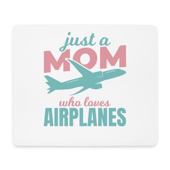Maman amoureuse de l’avion - Tapis de souris (format paysage) - blanc - Devant