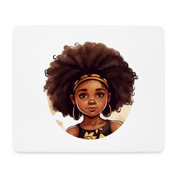 Powerful Afro Heroine Illustration - Mouse Pad (horizontal) - white - Front